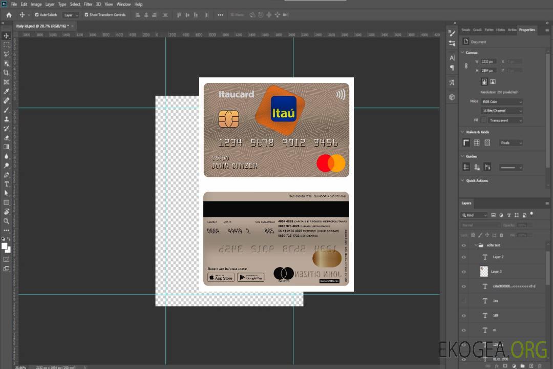 Carte Mastercard de la Banque Itau du Brésil template Carte Mastercard de la Banque Itau du Brésil template